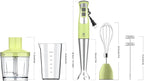 Immersion Hand Blender, UTALENT 5-in-1 8-Speed Stick Blender with 500ml Food Grinder, BPA-Free, 600ml Container,Milk Frother,Egg Whisk,Puree Infant Food, Smoothies, Sauces and Soups - Green