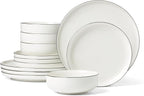 Oneida 896602 24 Seven Black Rim 12-Piece Dinnerware Set