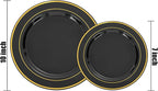 NOCCUR 200PCS Black and Gold Plastic Plates for 100 Guests - Include 100PCS 10" Dinner/ 100PCS 7" Dessert Disposable Plates Heavy Duty - Ideal for Party/Birthday/New Year