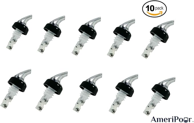 Measured Pourer - Liquor Bottle Pourers - Collared -(10pk) Made 100% In The USA. Bar Spouts That Don't Leak - No Cracks, Just A Perfect Cocktail Pour Everytime. Great for Wine Too! (1.5oz)