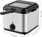 1000W Deep Fryer with Basket, 2.64QT Stainless Steel Electric Deep Fryer for Home Use, Fryer with Adjustable Temperature 176-374°F & Detachable Basket for Chicken, French Fries, Shrimp, Donuts