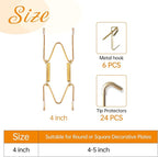 Bilillo 6 Pieces Invisible Heavy Duty Plate Holder, Stainless Steel Plate Hangers for The Wall, Plate Hangers for Display with Wall Hooks, Suitable for 4-5 inch Decorative Plates and Arts (Gold)