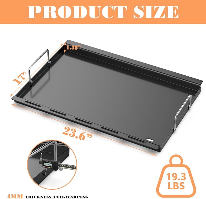 Full-Size Griddle Inserts for Nexgrill Replacement Parts 3 Burner 720-0830MN Gas Grill, Rust-Resistant Pre-Seasoned Flat Top Grill Griddle for Nexgrill Parts