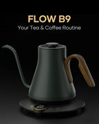 Cocinare Barista Collection Gooseneck Electric Kettle, ±1℉ Precise Temperature Control for Pour-Over Coffee & Tea, Quick Heating 1500W, Stainless Steel Interior, 0.9L (Delacroix Green)