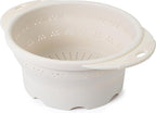Dexas 10" Collapsible Silicone Colander in Cream, Kitchen Strainer with Handles, 15.1 Cup Capacity | BPA-Free, Heat-Resistant, Space-Saving Kitchen Tool