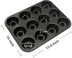 Webake Mini Fluted Tube Cake Pan, Non-Stick 2.8 Inch Cake Baking Pan, Heavy Gauge Carbon Steel (12-Cavity)