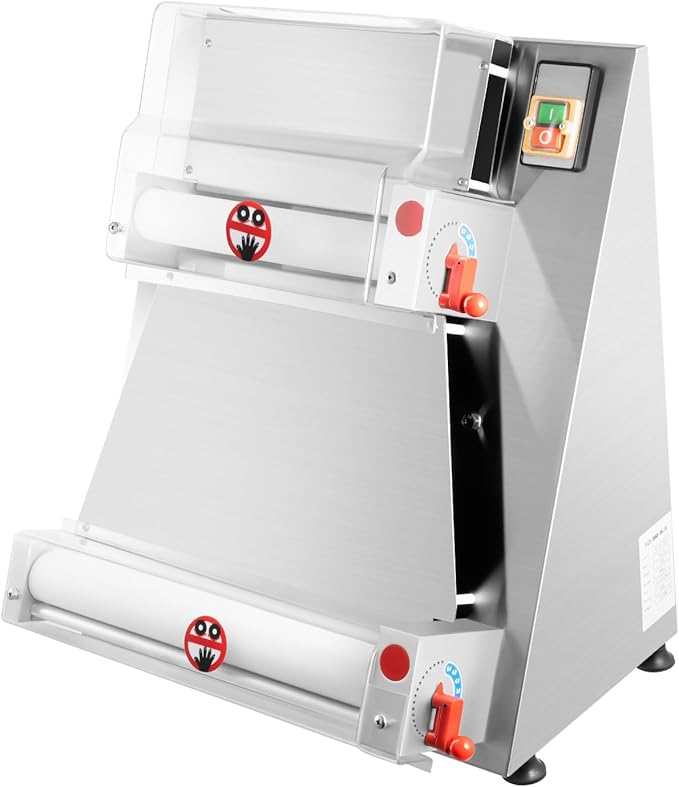 Pizza Dough Roller Sheeter, 4-16" 110V 370W Commercial Electric Automatic Pizza Press Making Rolling Machine Stainless Steel Adjustable Thickness Dough Machine for Noodle Pizza Bread & Pasta Maker