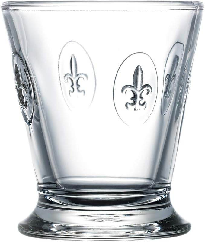 La Rochere Fleur De Lys Glass Tumbler Set of 6 – Classic French Drinking Glasses with Embossed Royal Lily Motif – Pressed Glass Tumblers for Water, Juice & Everyday Entertaining (8.5 Oz)