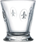 La Rochere Fleur De Lys Glass Tumbler Set of 6 – Classic French Drinking Glasses with Embossed Royal Lily Motif – Pressed Glass Tumblers for Water, Juice & Everyday Entertaining (8.5 Oz)
