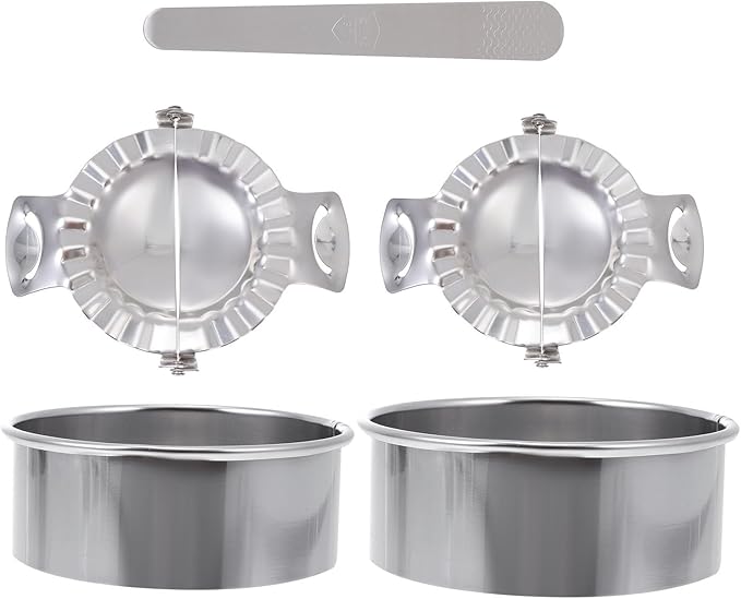 Stainless Steel Dumpling Tool Set with Skin Cutters and Filling Spoon, 5pcs Mold Kit for Homemade Dumpling Making, Kitchen Gadget for Household Cooking