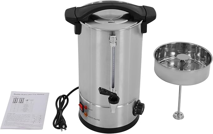 Coffee Urn, 160 Cup Coffee Percolator Commercial Coffee Maker, 25L Stainless Steel Coffee Maker Hot Water Beverage Dispenser Electric Coffee Urn For Catering, Wedding, Party (25L)