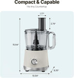 OLIXIS Food Processor 10.5 Cup, Vegetable Choppers with Slicing Shredding Chopping Kneading, Dishwasher Safe, Food Grinder, Stainless Steel Blades, for Smoothie Fruit Dough, 2.6QT, White