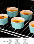 DOWAN 8 oz Ramekins - Ramekins for Creme Brulee Porcelain Ramekins Oven Safe, Classic Style Ramekins for Baking Souffle Ramekins Ramekins Bowls, Set of 6, Blue
