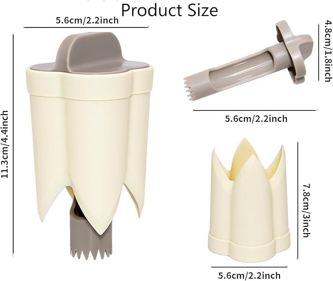 Pepper Seed Corer Remover Tool,2 in1 Efficient Bell Pepper Corer,Jalapeno Pepper Cutter Deseeder,Quick Cutting& Deseeding Pepper Seed Remover Tool, Kitchen Gadget Tool for Fruit Vegetables (Beige)