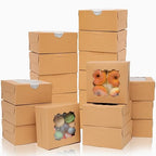 Bakepacker 60pcs Kraft Bakery Boxes with Window 6x6x3 inches Thick & Sturdy Macaroon Pastry Boxes Cookie Boxes for Bakerys
