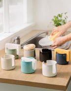 Ceramic Sponge Holder for Kitchen Sink, Scrub Sponge Dish Rack, Farmhouse Compact Sink Caddy Organizer, Classic White