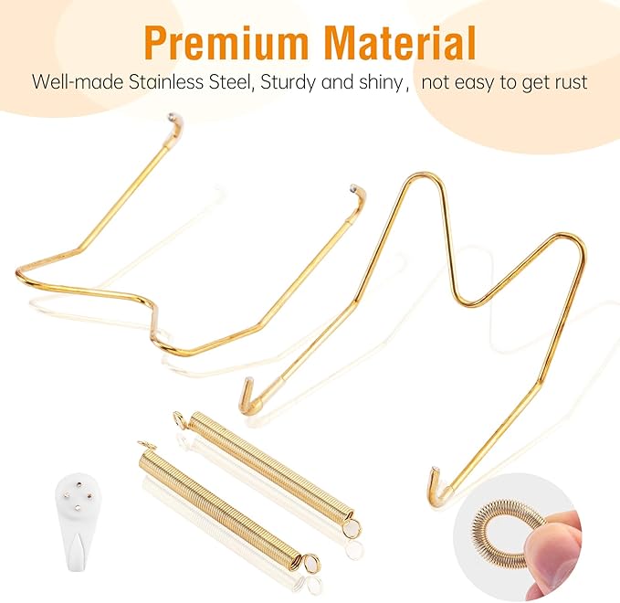 Bilillo 7 pcs Plate Hangers for The Wall, 4/6/8/10/12 Inch Invisible Plates Hangers, Stainless Steel Plate Wall Holders for Display Various Sizes with Hooks for Decorative