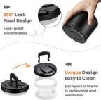 14oz Insulated Vacuum Food Jar with Buckle Lid,Soup Thermo for Hot Food Kids,Wide Mouth Leakproof Stainless Steel Lunch Container with Spoon-Black