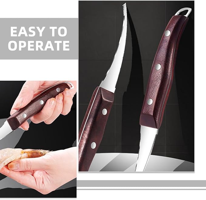 Wakauto Stainless Steel Shrimp Peeler and Deveiner Tool, Household Seafood Cleaning Gadget for Easy Shrimp Shell and Line Removal, Kitchen Specialty Utensil for Cooking and Serving