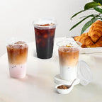 AOZITA 100 Pack 20 oz Plastic Cups With Strawless Sip-Lids, Iced Coffee Cups With Lid BPA Free, Disposable Clear Cup with Lid, To Go Cup for Smoothies, Party Drinks, Bubble Tea, Cold Beverage