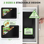 NutriChef 2-Piece Non-Stick Black Cookie Sheets - Versatile & Durable Non-Toxic Carbon Steel Bakeware Sets, Stackable Baking Tray for Cookies, Brownies, Jelly rolls - Oven Safe & Easy Clean