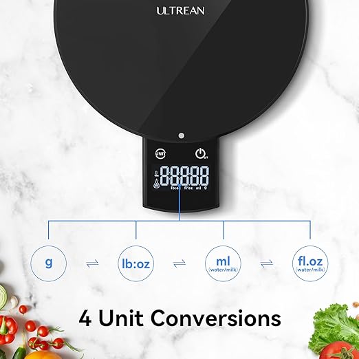 Ultrean Smart Food Scale with Nutritional Calculator, Kitchen Scale for Weight Loss, Food Weight Scale with App for Calorie & Macro Tracking, AI Scan, 33lb