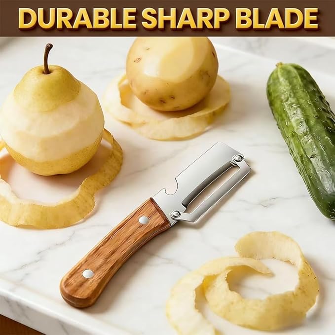 Thickened blade Multifunctional Vegetable Peeler, Multi-Functional Vegetable Peeler for Kitchen, 2-In-1 Stainless Steel Kitchen Tool, for Fruit Veggie, Includes Bottle Opener (1PC)
