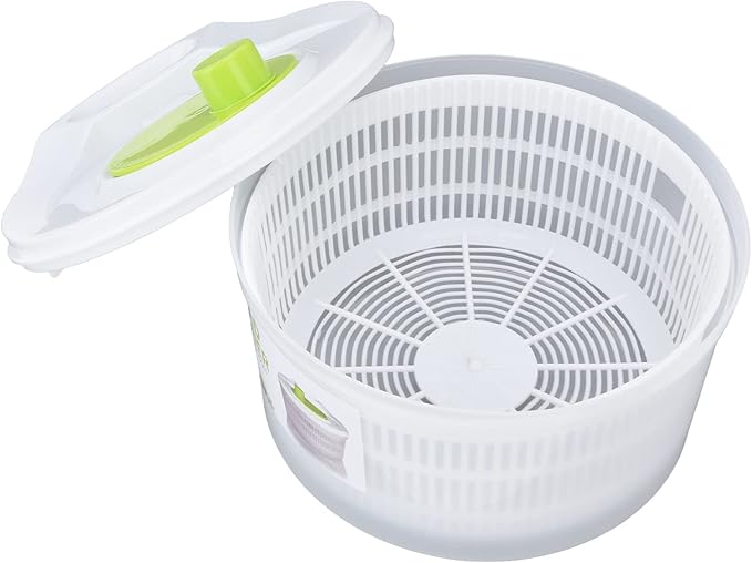 Salad Spinner, 3L Multipurpose Lettuce Spinner Vegetable Washer with Bowl Colander Basket and Easy Grip Handle for Veggie Fruit Drying, White
