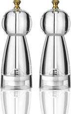 Acrylic Pepper Grinder Set Salt and Pepper Grinder Manual Pepper Mill Set with Adjustable Coarseness Acrylic Salt and Pepper Shakers, Enjoy Fresh Ground Pepper Spices Salt Grinder