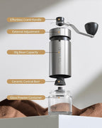 CIRCLE JOY Mini Manual Coffee Grinder with 40 External Adjustable Settings and Ceramic Conical Burr, Portable Stainless Steel Hand Coffee Grinder for Home and Travel