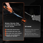 KastKing Speed Demon Pro Lithium-ion Electric Fillet Knife - Cordless Rechargeable Fishing Knife with 4 Blades, High Torque Motor with Extended Battery Life, Ergonomic Handle and Custom Carry Case