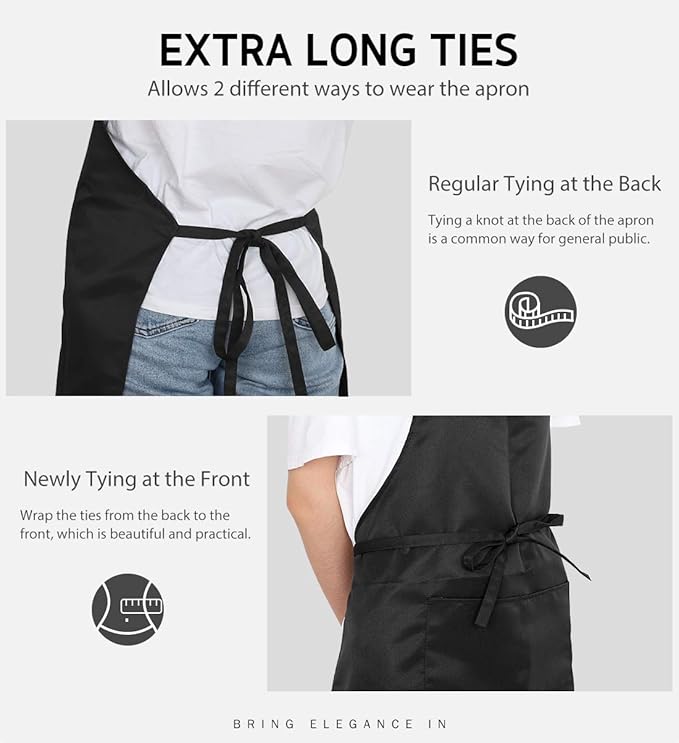 Syntus Apron for Men Women, Adjustable Cooking Kitchen Chef Aprons with 2 Pockets, Cotton/Polycotton/Polyester
