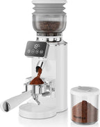 Neretva Espresso Grinder, 2 in 1 Professional Coffee Bean Grinder Stainless Steel Suit 51~58mm Portafilter Burr Coffee Grinder 30 Precise Setting&Anti-Static for Espresso/French Press/Drip/Moka-White