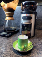 Espressione Professional Conical Burr Coffee Grinder, Black/Silver, 8.5-Oz.