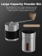 Manual Coffee Grinder,Ceramic Burr,20g Capacity,Adjustable Grind Setting,Portable Size for Camping,304 Stainless Steel