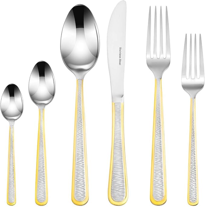 75-Pc Luxury Flatware Set for 12 w/Storage Case 24K Gold Premium Dining Cutlery Service - 18/10 Surgical Stainless Steel Silverware Hostess Serving Set