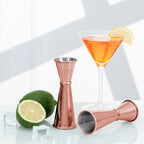 Jigger for Bartending, Briout Double Cocktail Jigger Japanese Premium 304 Food Grade Stainless Steel Jigger 2 OZ 1 OZ with Measurements Inside, Rose Gold