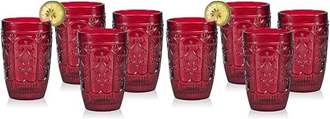 Fitz & Floyd Fitz and Floyd Trestle Highball Tumbler Cups, Set of 4, Red (Pack of 2)