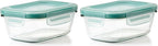 OXO Glass Food Storage Container, Rectangle, 1.6 Cup | Smart Seal | Leakproof | Pack of 2