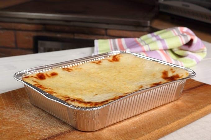 Nicole Home Collection Aluminum Pans With Lids Half Size 9x13 Extra Heavy Duty, Disposable Foil Pans For Baking (25 Sets)