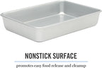 Martha Stewart Gallen 13 x 9 Inch Rectangular Nonstick Carbon Steel Cake and Baking Pan - Durable Silver Bakeware for Cakes, Brownies, and Roasting