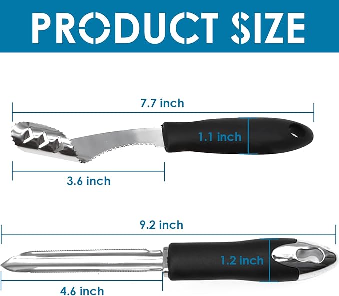 Jalapeno Pepper Corer, Set of 2, Stainless Steel Zucchini Cucumber Corer with Serrated Slice and Rubber Handle, Core Deseeder for Jalapenos, Chilis, Bell Peppers