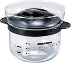 HARIO XRCN-2-B Glass Microwave Rice Pot, 1 to 2 Cups, For Microwaves, Black, 1 to 2 Cups, Made in Japan