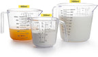 Measuring Cups Set, Liquid Measuring Cups For 3 For Kitchen - BPA Free Plastic Set with Spout Multiple Measurement Scales (Clear)