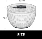 Smile mom Salad Spinner Large Lettuce Spinner Kitchen Gadgets, Large Salad Spinner Vegetable Washer, High Efficiency for Kitchen Washing & Drying Leafy Vegetables, One-Handed Easy Press 6.3 Qt White