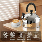 Lily's Home 2 Quart Whistling Tea Kettle, Stainless Steel Stovetop Kettle for Gas & Induction Tops, Classic Whistle Spout, Cool-Touch Handle for Safe Pouring - Perfect for Home, Kitchen, Dorm