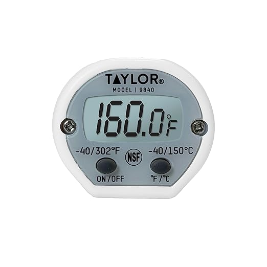 Taylor Instant Read Digital Meat Thermometer for Grill, BBQ & Kitchen, NSF Approved, Fast Internal Temperature Readings, F/C Switchable Display, Battery Included, Pocket Sleeve Clip, White