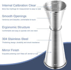 Jigger for Bartending, Briout Double Cocktail Jigger Japanese Premium 304 Food Grade Stainless Steel Jigger 2 OZ 1 OZ with Measurements Inside, Silver