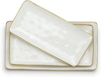 famiware 3 Pcs Rectangular Serving Platter and Dinnerware Set for 4 (12Pcs), Vanilla White