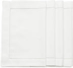 Solino Home White Placemats Set of 4 - Cotton Linen Hemstitch Placemats 14 x 19 Inch for Winter, Valentines, Holiday, New Year